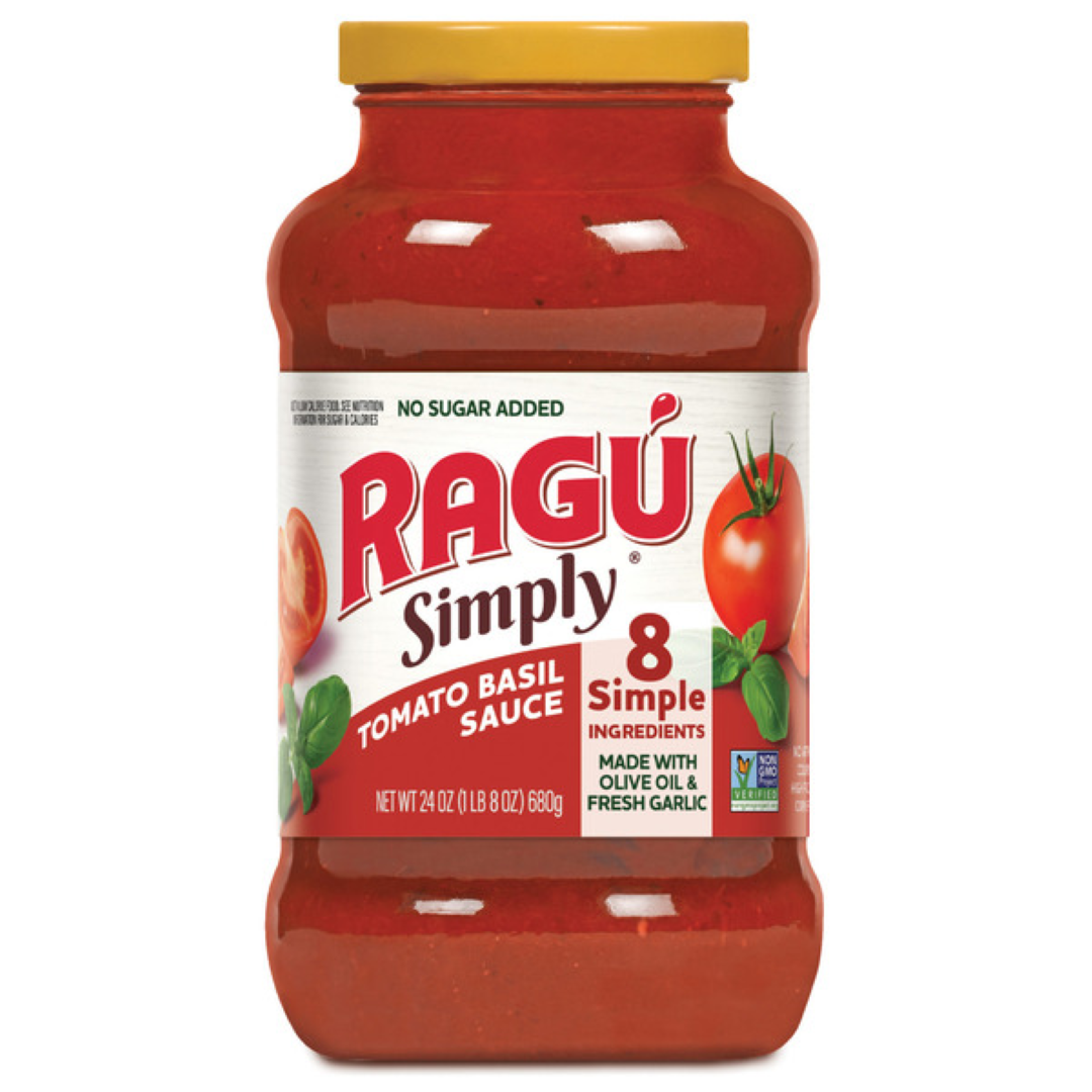 RAGU SIMPLY SAUCE TOMATO BASIL 24OZ